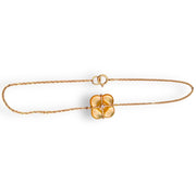 Golden Mother Of Pearl Clover Natural Diamond Bracelet 18K Gold