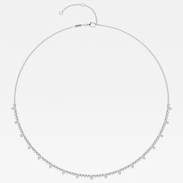 Prong Set Fashion Necklace with 3 Total Carat Weight Round Lab Grown Diamond