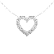 1 Total Carat Weight Round Lab Grown Diamond Heart Pendant with Adjustable Chain