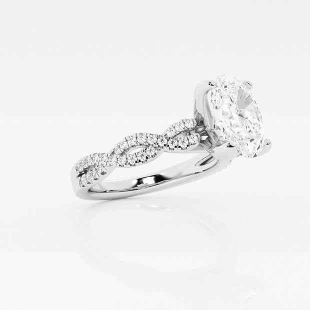 Double Twist Oval Lab Grown Diamond Engagement Ring 1-2.25 Total Carat Weight