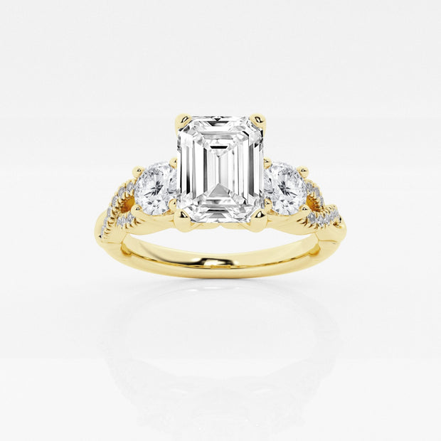 Swirl Design Emerald Lab Grown Diamond Engagement Ring 1.25 - 3.60 Total Carat Weight