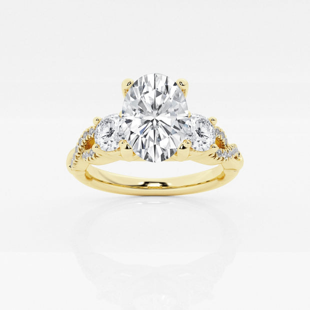 Swirl Design Oval Lab Grown Diamond Engagement Ring 1.25 - 3.60 Total Carat Weight
