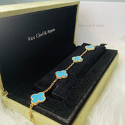 Van Cleef & Arpels 18k Yellow Gold Vintage Alhambra Turquoise Bracelet