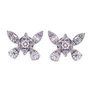 Exquisite 18k White Gold Diamond Butterfly Earrings