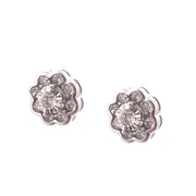 Classic .50 Carat Total Natural Diamond Floral Studs In White Gold