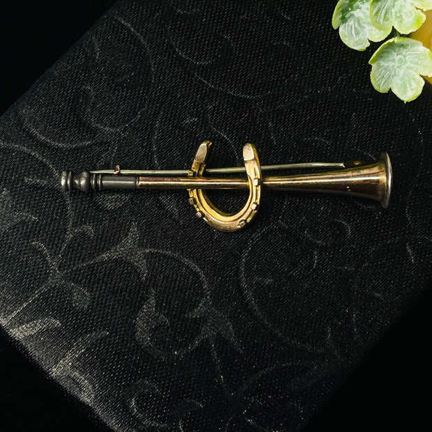 9K Yellow Gold Antique Horse Shoe Brooch