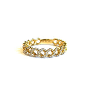 Solid 18k Yellow Gold Natural Diamond Chain Band Ring