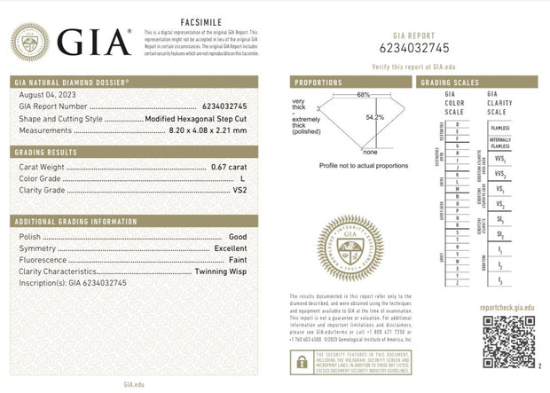 GIA Certified 0.67 Carat Hexagonal Diamond L-VS2 GIA Certified Natural Diamond