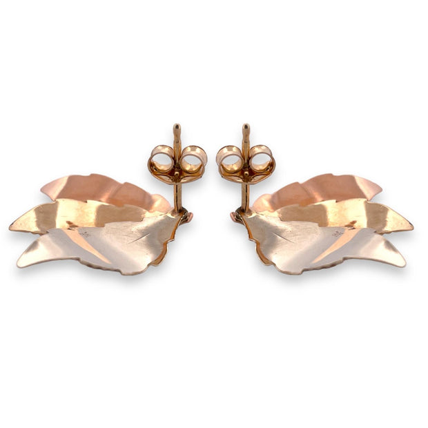 Nature-Inspired 3.49g Leaf Earrings in Textured Rose Gold