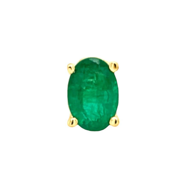 Oval Emerald Gemstone Stud Earrings - 0.70 to 0.80 Ct, 14K Yellow Gold