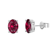 1.1 to 1.20 Ct Oval Gemstone Ruby Stud Earrings - 14K White Gold