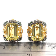 Stunning 18K Yellow Gold Citrine Natural Diamond Earrings