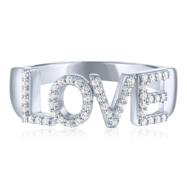 LOVE Design Natural Diamond Ring in 14K Gold