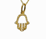 14K Hamsa Natural Diamond Necklace