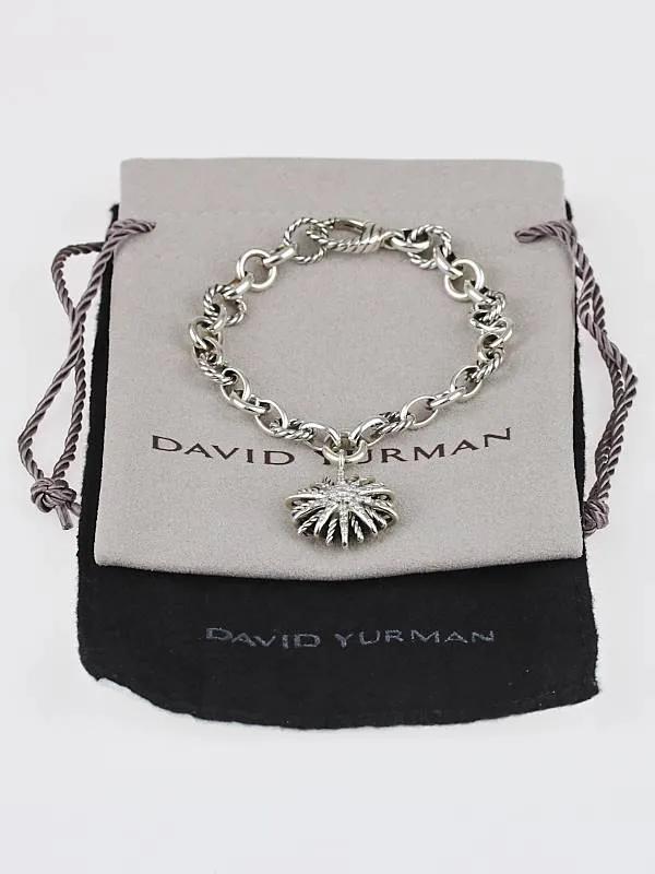 David Yurman Starburst Sterling Silver one Station Charm Bracelet