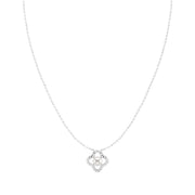 Clover Fashion Necklace with Pearl and 1/8 Total Carat Weight Natural Round Diamond - 4.5 - 5.0 mm