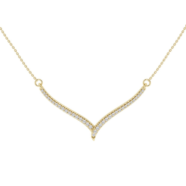 Petite Chevron Fashion Necklace with 0.16 Total Carat Weight of Round Lab Grown Diamonds