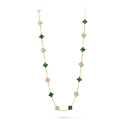 Van Cleef & Arpels vintage Alhambra 20 motifs and malachite long Diamond Necklace