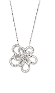 Van Cleef & Arpels 18k White Gold convertible Flowerlace Diamond Clip and Pendant