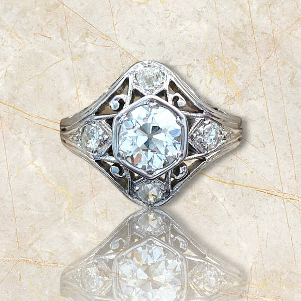 Vintage 1920’s Old European Diamond Ring in 18K