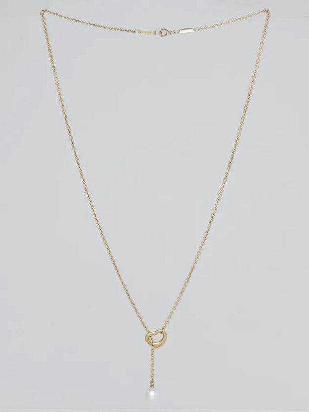 TIFFANY & CO Elsa Peretti 18k Yellow Gold Open Heart Lariat Necklace