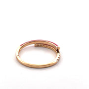 14K Yellow Gold Red Enamel Diamond Ring