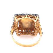 Vintage 18k Yellow Gold Citrine and Diamond Ring