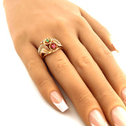 Vintage 14k Yellow Gold Ruby and Emerald Ring