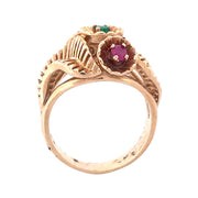 Vintage 14k Yellow Gold Ruby and Emerald Ring