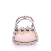 14k White Gold Shell, Mother of Pearl & Onyx Bag Charm Pearl Bracelet