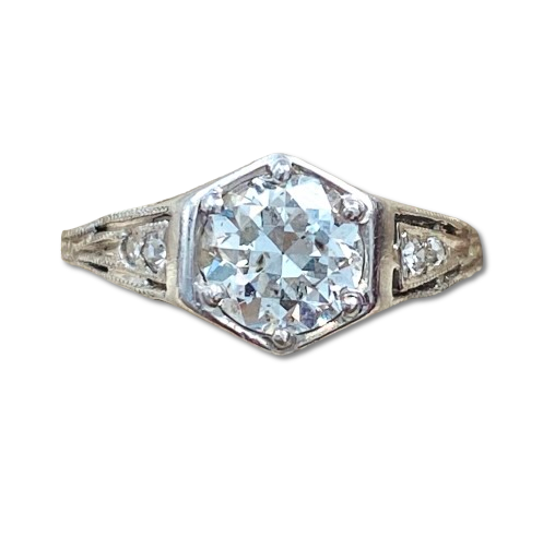 Estate Platinum Old Cut Diamond Ring