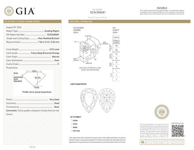 Fancy Deep Brownish Orange GIA Certified 0.93 ct Natural Diamond