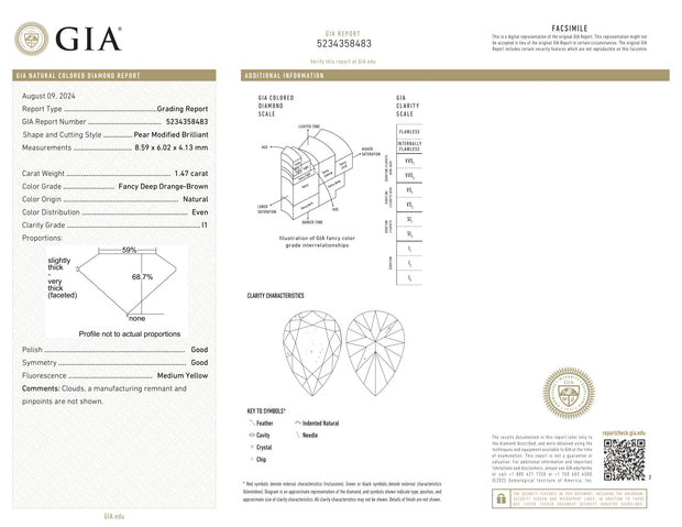 Fancy Deep Orange Brown GIA Certified 1.47 ct Natural Diamond