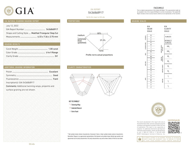 GIA Certified 1-Carat Trillion Cut Natural Diamond