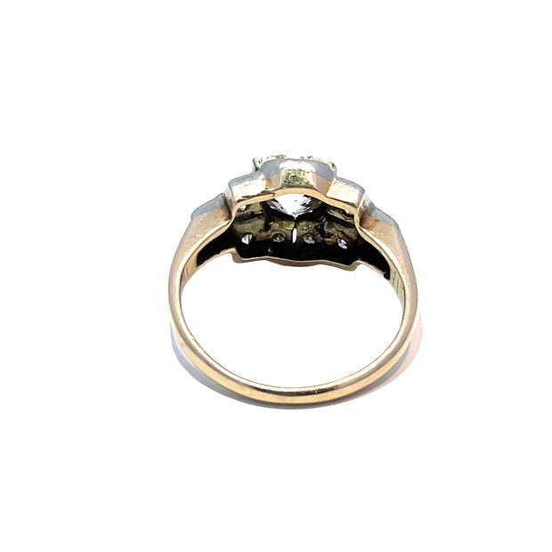 14K Yellow gold & Platinum Ring With Natural Rose Cut Diamond