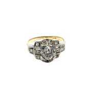 14K Yellow gold & Platinum Ring With Natural Rose Cut Diamond