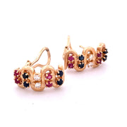 Elegant 14k Yellow Gold Multicolor Diamond Earrings