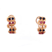 Elegant 14k Yellow Gold Multicolor Diamond Earrings