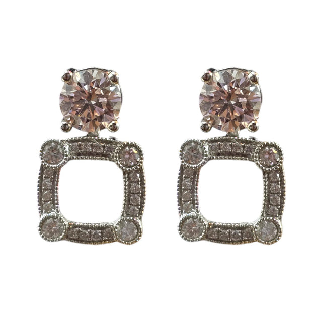 18K White Gold Semi-Mount Diamond Stud Earrings