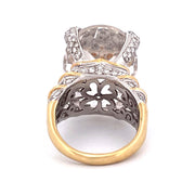 Dazzling 18K Yellow Gold Kunzite Diamond Ring of 37.73 Carat
