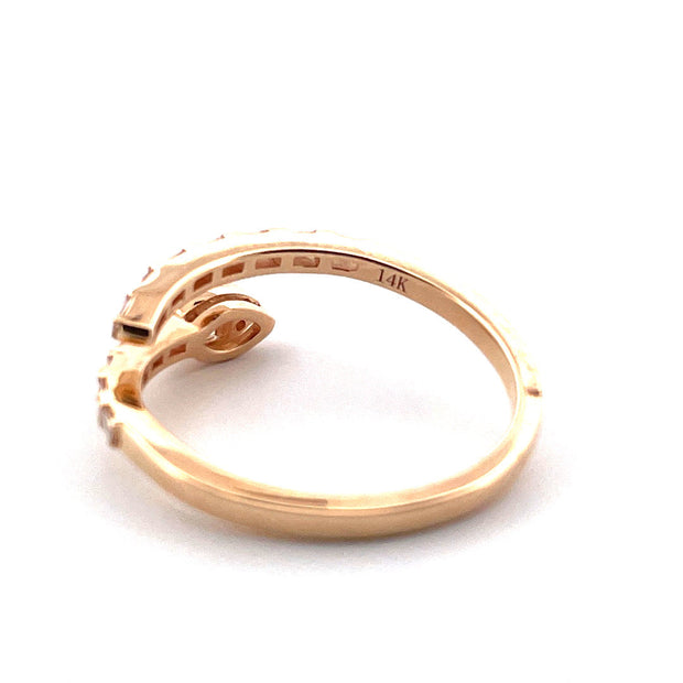 14K Yellow Gold Open Cuff Snake Diamond Ring