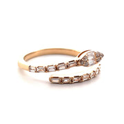 14K Yellow Gold Open Cuff Snake Diamond Ring
