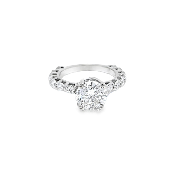 Dazzling 18K White Gold Ring with GIA Certified 2.30ct Center Round Diamond