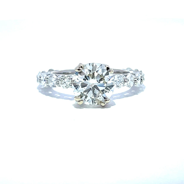 Dazzling 18K White Gold Ring with GIA Certified 2.30ct Center Round Diamond