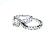 18K White Gold GIA Certified Natural Diamond Bridal Set Rings