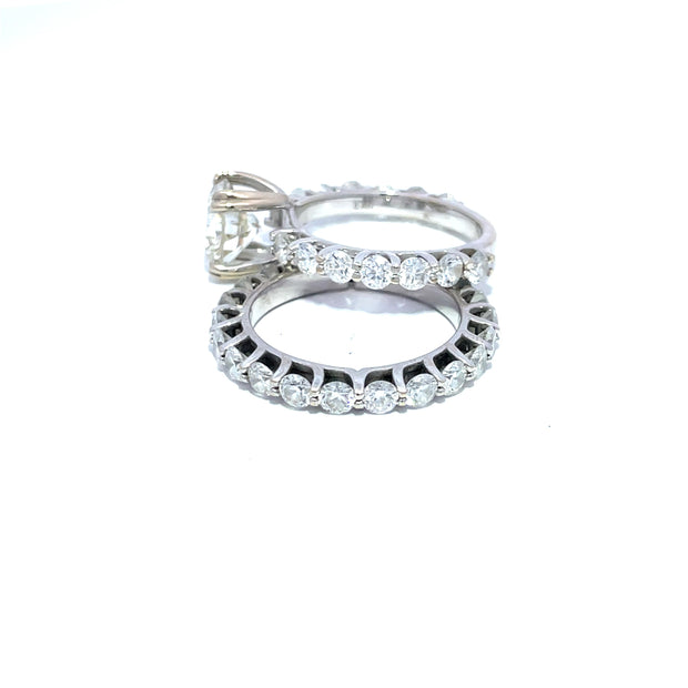 18K White Gold GIA Certified Natural Diamond Bridal Set Rings