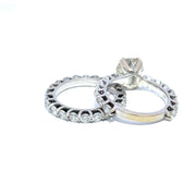 18K White Gold GIA Certified Natural Diamond Bridal Set Rings