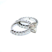 18K White Gold GIA Certified Natural Diamond Bridal Set Rings