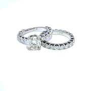18K White Gold GIA Certified Natural Diamond Bridal Set Rings