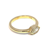 18k Yellow Gold Natural 0.57ct Lozenge Diamond Bezel Ring